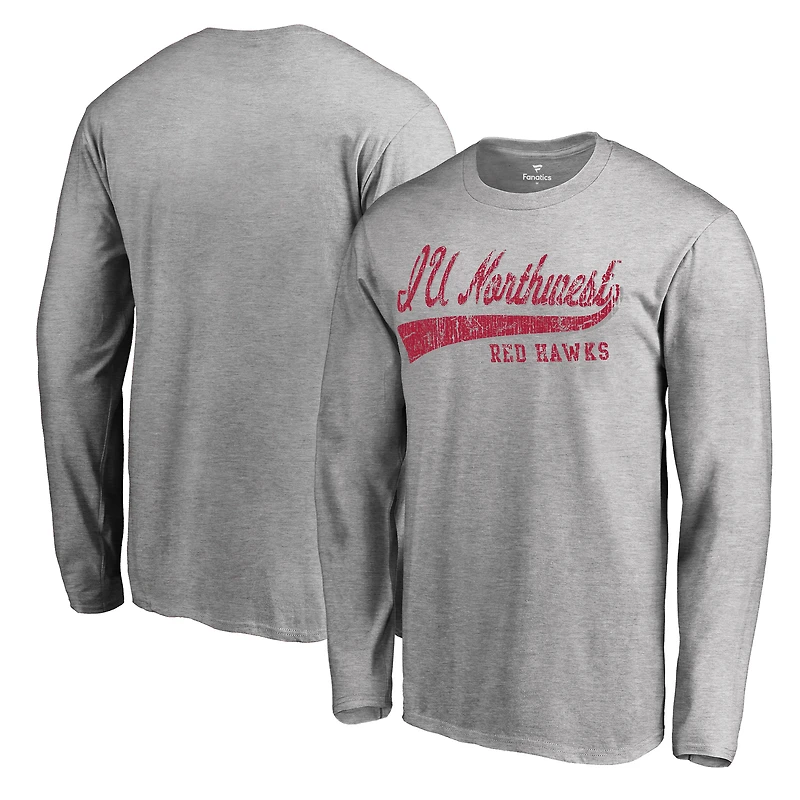 Men's Heather Gray Indiana University Northwest Red Hawks All-American Primary Long Sleeve T-Shirt