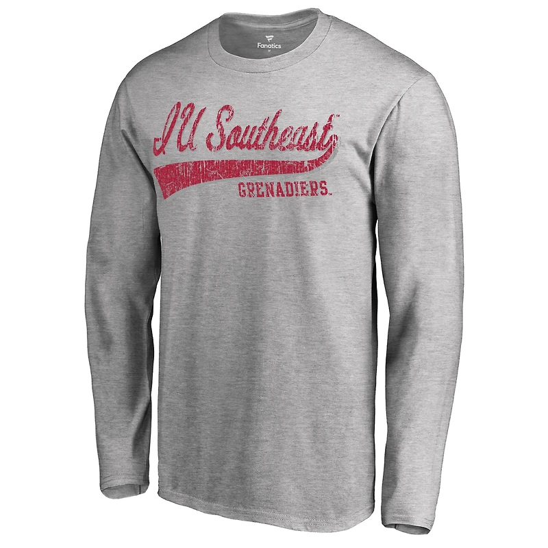 Men's Heather Gray Indiana University Southeast Grenadiers All-American Primary Long Sleeve T-Shirt