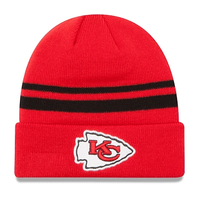 Men's New Era Red Kansas City Chiefs Team Logo Cuffed Knit Hat