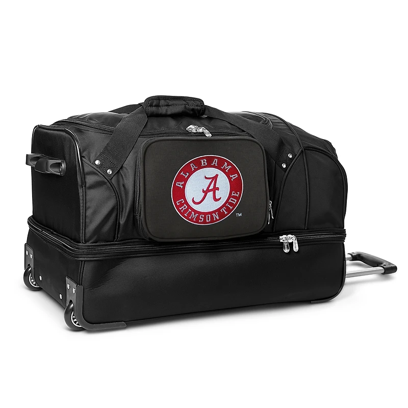 MOJO Alabama Crimson Tide Black 27'' 2-Wheel Drop Bottom Rolling Duffel Bag