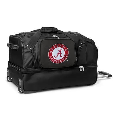 MOJO Alabama Crimson Tide Black 27'' 2-Wheel Drop Bottom Rolling Duffel Bag