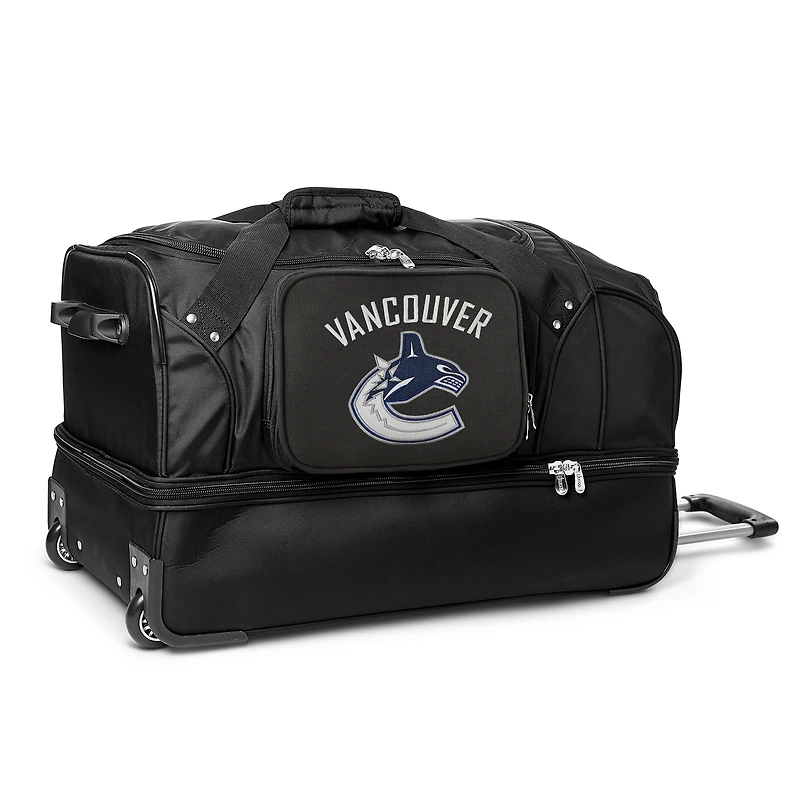 MOJO Vancouver Canucks Black 27'' 2-Wheel Drop Bottom Rolling Duffel Bag