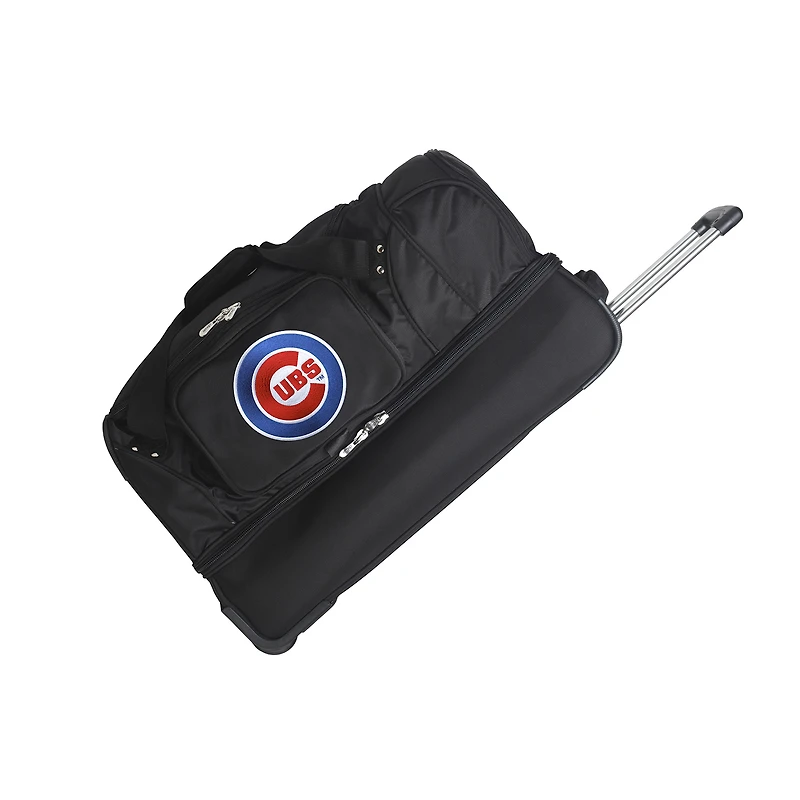 MOJO Chicago Cubs Black 27'' 2-Wheel Drop Bottom Rolling Duffel Bag
