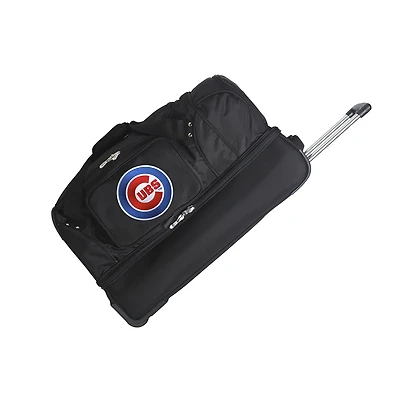 MOJO Chicago Cubs Black 27'' 2-Wheel Drop Bottom Rolling Duffel Bag