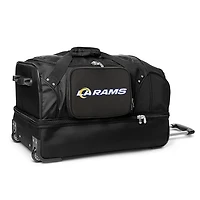 MOJO Los Angeles Rams Black 27'' 2-Wheel Drop Bottom Rolling Duffel Bag