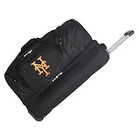 MOJO New York Mets Black 27'' 2-Wheel Drop Bottom Rolling Duffel Bag