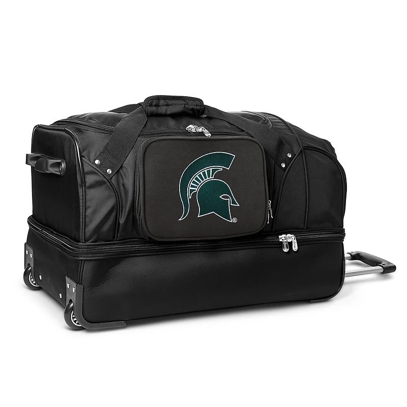 MOJO Michigan State Spartans Black 27'' 2-Wheel Drop Bottom Rolling Duffel Bag