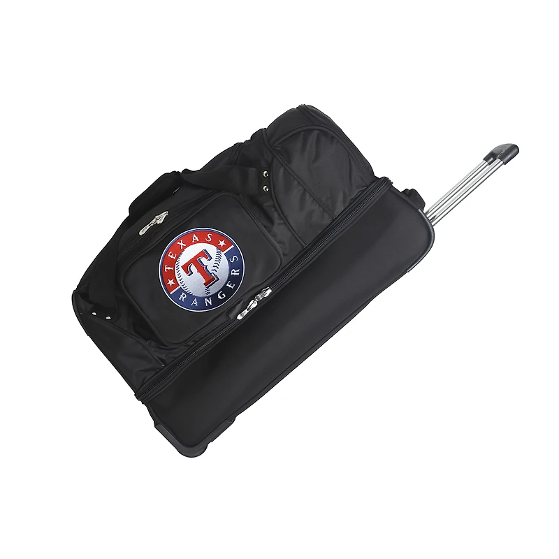 MOJO Texas Rangers Black 27'' 2-Wheel Drop Bottom Rolling Duffel Bag
