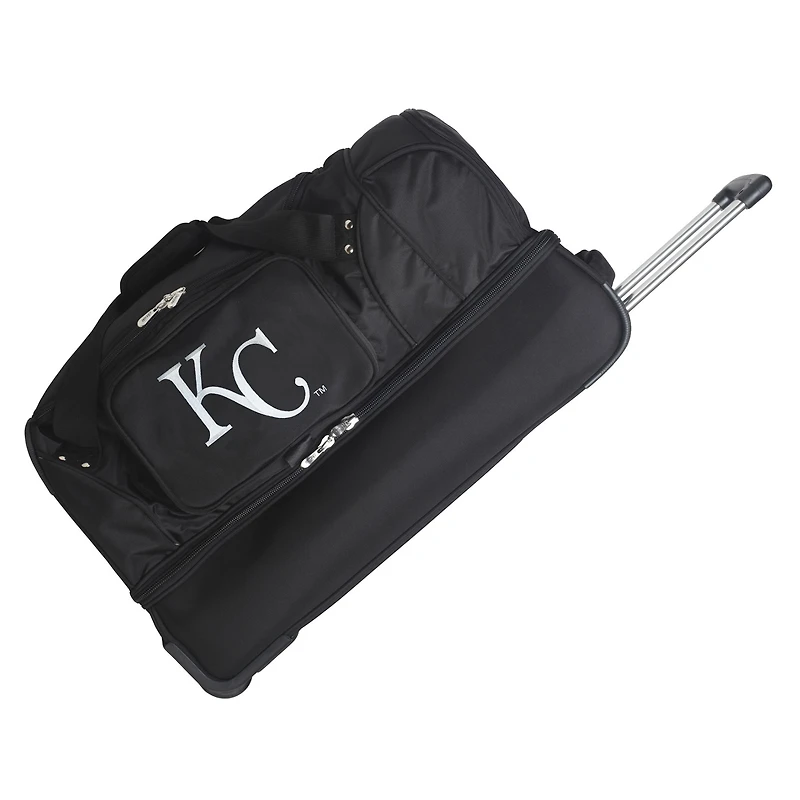 MOJO Kansas City Royals Black 27'' 2-Wheel Drop Bottom Rolling Duffel Bag