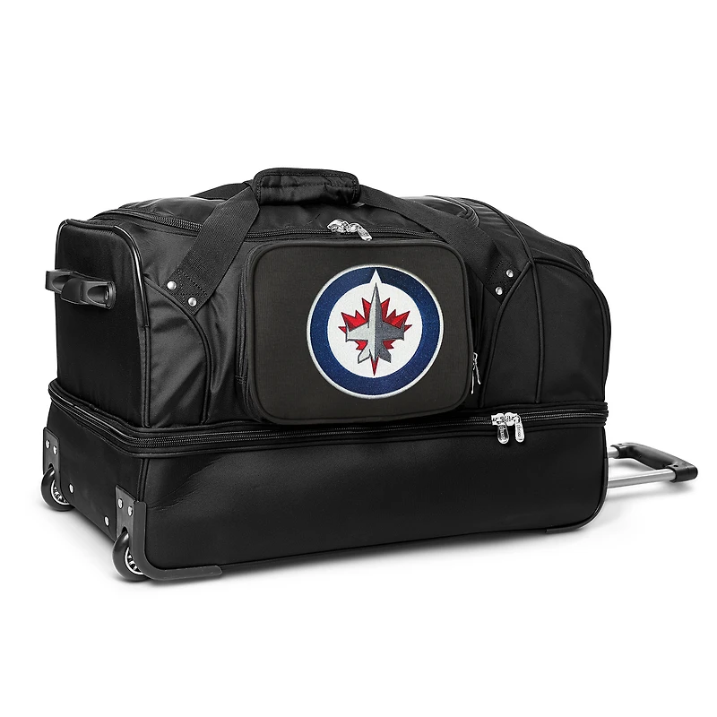 MOJO Winnipeg Jets Black 27'' 2-Wheel Drop Bottom Rolling Duffel Bag
