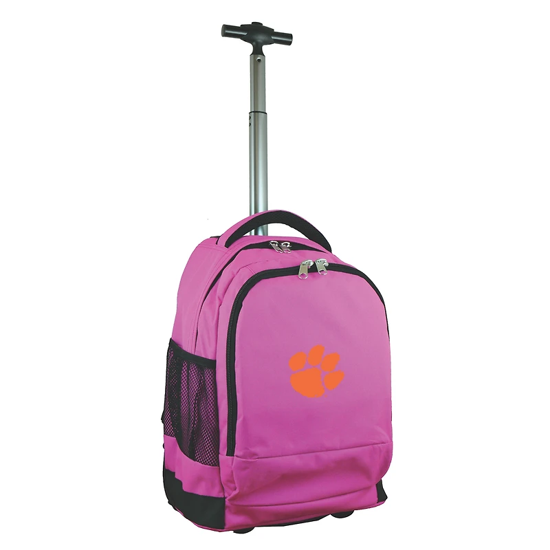 Pink Clemson Tigers 19'' Premium Wheeled Backpack