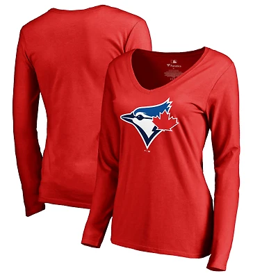 Women's Red Toronto Blue Jays Logo Long Sleeve T-Shirt