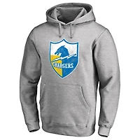 Men's Heather Gray Los Angeles Chargers Throwback Logo Pullover Hoodie