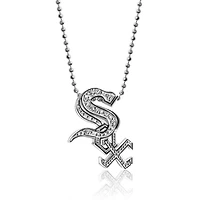 Women's Alex Woo Chicago White Sox Little Logo 14kt White Gold & Diamond Necklace