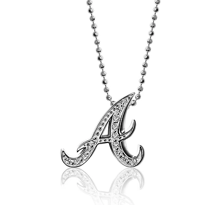 Women's Alex Woo Atlanta Braves Little Logo 14kt White Gold & Diamond Necklace