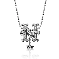 Women's Alex Woo New York Mets Little Logo 14kt White Gold & Diamond Necklace