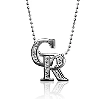 Women's Alex Woo Colorado Rockies Little Logo 14kt White Gold & Diamond Necklace