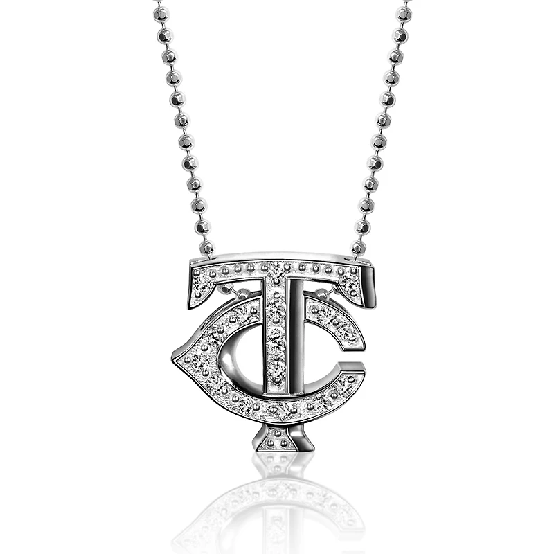 Women's Alex Woo Minnesota Twins Little Logo 14kt White Gold & Diamond Necklace