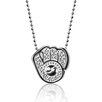 Women's Alex Woo Milwaukee Brewers Little Logo 14kt White Gold & Diamond Necklace