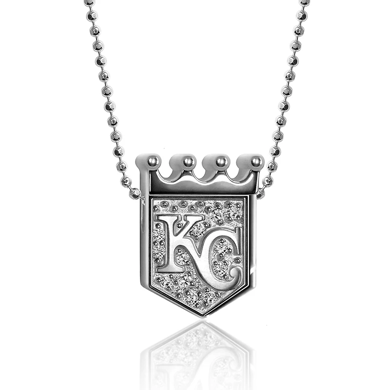 Women's Alex Woo Kansas City Royals Little Logo 14kt White Gold & Diamond Necklace