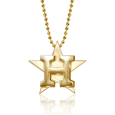 Women's Alex Woo Houston Astros 16" Little Logo 14k Yellow Gold Necklace