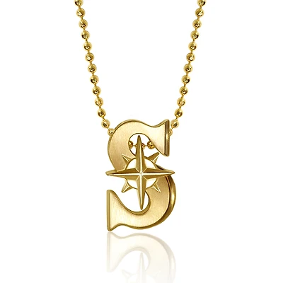 Women's Alex Woo Seattle Mariners 16" Little Logo 14k Yellow Gold Necklace