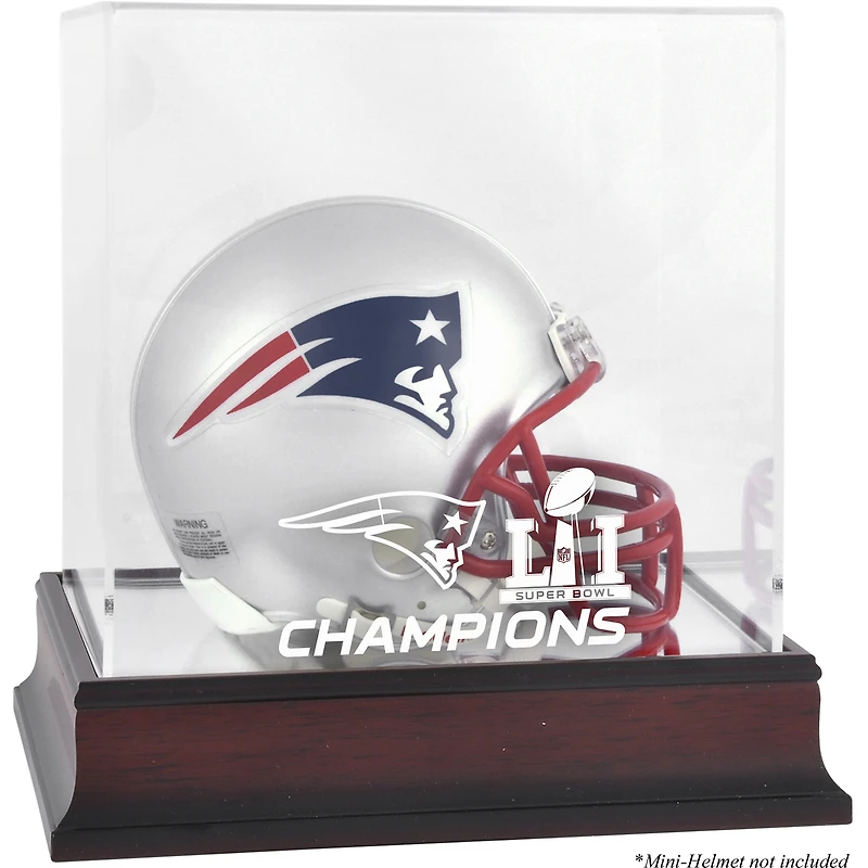 New England Patriots Super Bowl LI Champions Mahogany Mini Helmet Logo Display Case