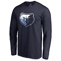 Men's Navy Memphis Grizzlies Gradient Logo Long Sleeve T-Shirt