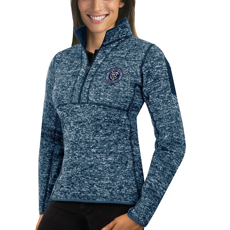 Women's Antigua Navy New York City FC Fortune Quarter-Zip Pullover Jacket