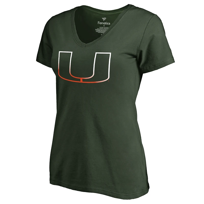Women's Green Miami Hurricanes Gradient Logo T-Shirt