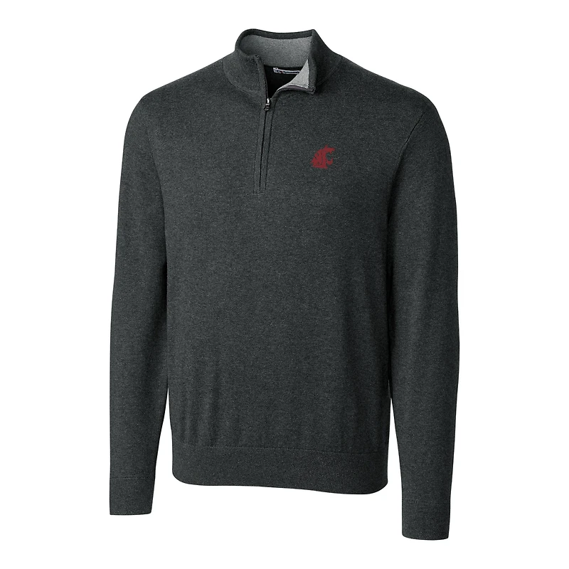 Men's Cutter & Buck Heather Charcoal Washington State Cougars Big & Tall Lakemont Half-Zip Jacket