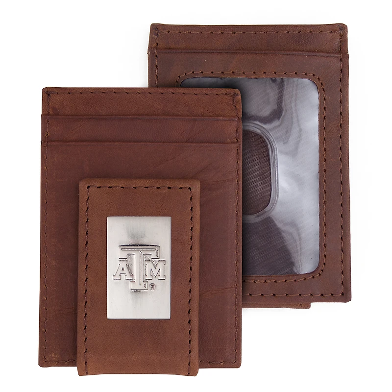 Brown Texas A&M Aggies Leather Front Pocket Wallet
