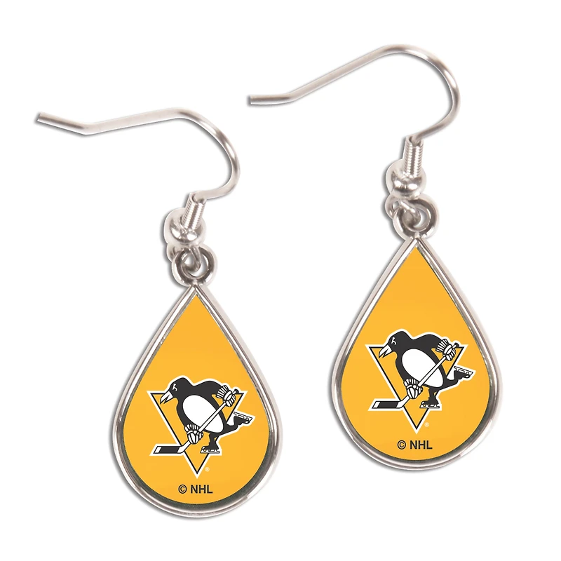 WinCraft Pittsburgh Penguins Tear Drop Dangle Earrings