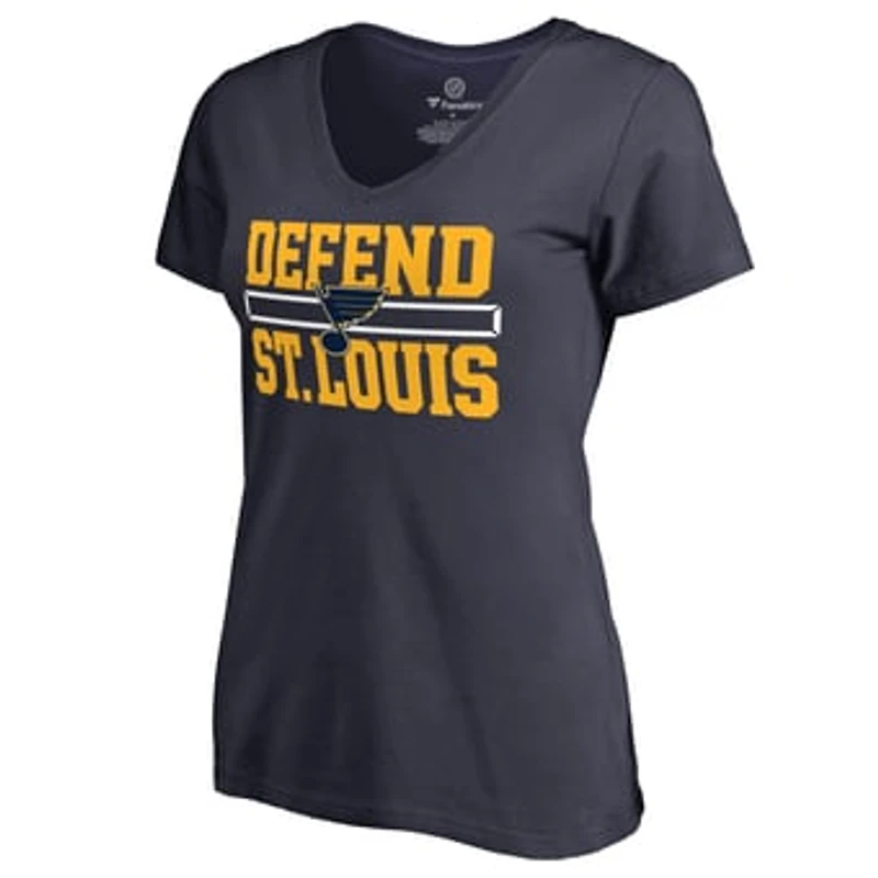 Women's Navy St. Louis Blues Hometown Collection Defend V-Neck T-Shirt
