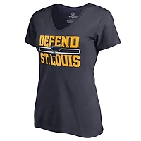 Women's Navy St. Louis Blues Hometown Collection Defend V-Neck T-Shirt