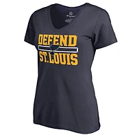 Women's Navy St. Louis Blues Hometown Collection Defend V-Neck T-Shirt