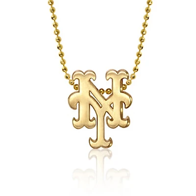Women's Alex Woo New York Mets 16" Little Logo 14k Yellow Gold Necklace