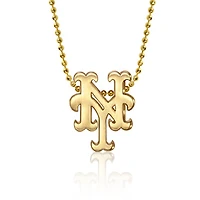 Women's Alex Woo New York Mets 16" Little Logo 14k Yellow Gold Necklace
