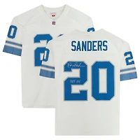 Barry Sanders Detroit Lions Autographed White Mitchell & Ness Replica Jersey with "HOF 04" Inscription
