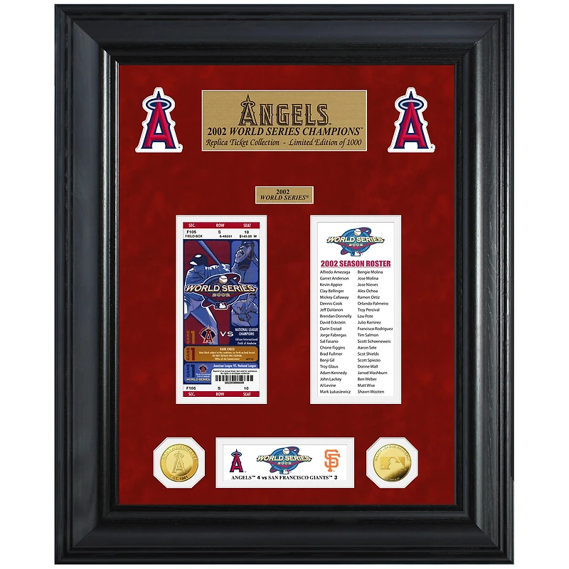 Highland Mint Los Angeles Angels 18" x 22" 2002 World Series Champions Deluxe Coin & Ticket Collection Photo Mint