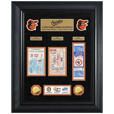 Highland Mint Baltimore Orioles 18" x 22" 3-Time World Series Champions Deluxe Coin & Ticket Collection Photo Mint