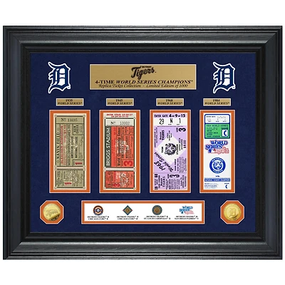 Highland Mint Detroit Tigers 24" x 20" 4-Time World Series Champions Deluxe Coin & Ticket Collection Photo Mint