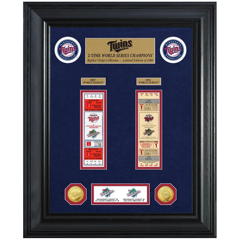 Highland Mint Minnesota Twins 18" x 22" 2-Time World Series Champions Deluxe Coin & Ticket Collection Photo Mint