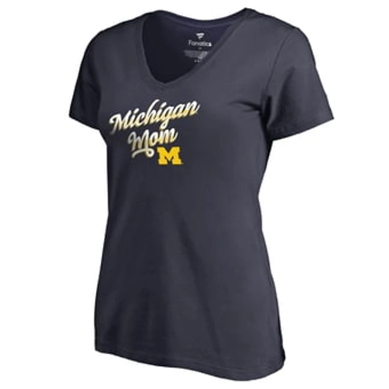 Women's Navy Michigan Wolverines Team Mom T-Shirt