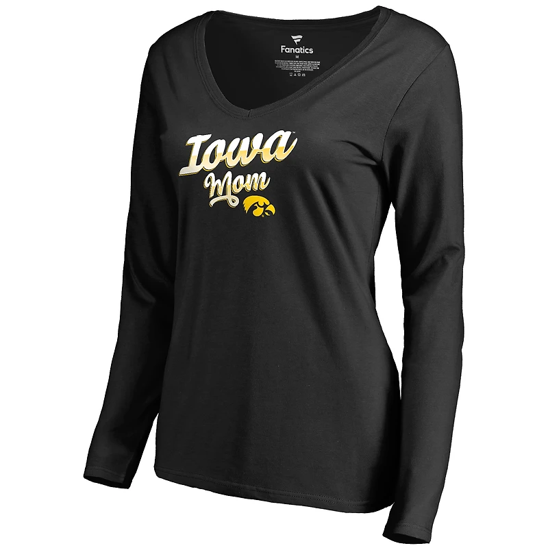 Women's Black Iowa Hawkeyes Team Mom Long Sleeve T-Shirt