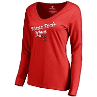 Women's Red Texas Tech Red Raiders Team Mom Long Sleeve T-Shirt