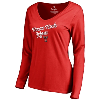 Women's Red Texas Tech Red Raiders Team Mom Long Sleeve T-Shirt