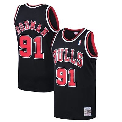 Men's Mitchell & Ness Dennis Rodman Black Chicago Bulls 1997/98 Hardwood Classics Swingman Jersey