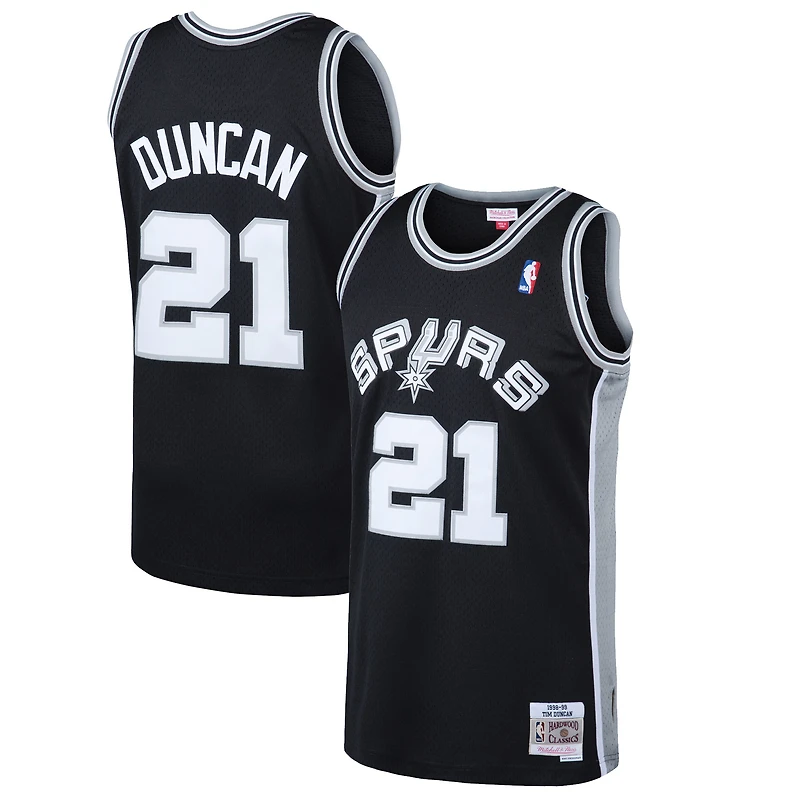 Men's Mitchell & Ness Tim Duncan Black San Antonio Spurs 1998/99 Hardwood Classics Swingman Jersey