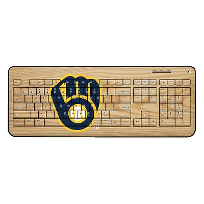Milwaukee Brewers Wood Print Wireless USB Keyboard